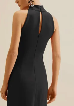 Vestido Midi Gola Alta Carmim Preto