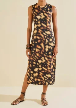 Vestido Midi Instinto Preto/marrom