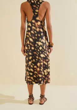 Vestido Midi Instinto Preto/marrom