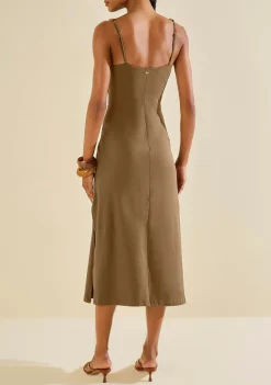 Vestido Midi Oliva Marrom