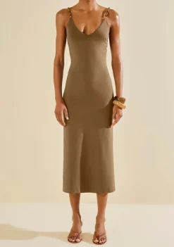 Vestido Midi Oliva Marrom