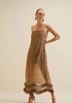 Vestido Midi Reto Umbra Marrom
