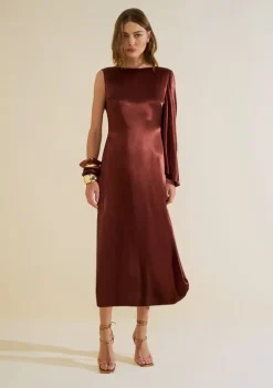 Vestido Midi Umbra Marrom