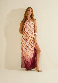 Vestido Morena Rosa Ajustado Decote Costas Sem Manga Longo Rosa