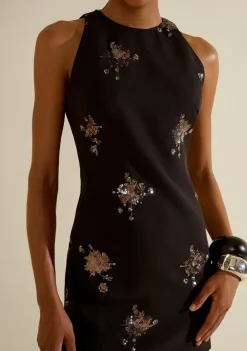 Vestido Morena Rosa Ajustado Cava Francesa Sem Manga Curto Preto