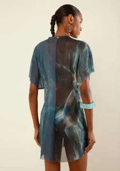Vestido Morena Rosa Renata Solto Decote Transpassado Manga Curta Curto Verde