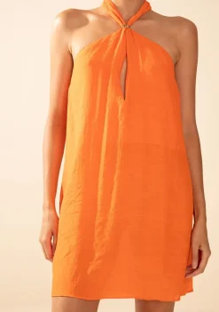 Vestido Morena Rosa Solto Cava Francesa Com Alça Curto Laranja