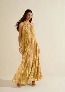 Vestido Morena Rosa Solto Cava Francesa Sem Manga Longo Amarelo