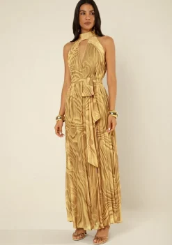 Vestido Morena Rosa Solto Cava Francesa Sem Manga Longo Amarelo