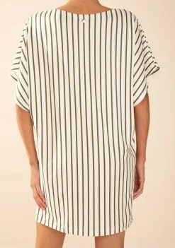Vestido Morena Rosa Solto Decote Careca Manga Curta Curto Verde
