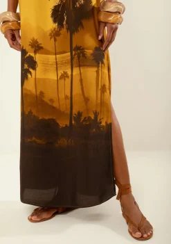 Vestido Morena Rosa Solto Um Ombro Só Sem Manga Longo Marrom