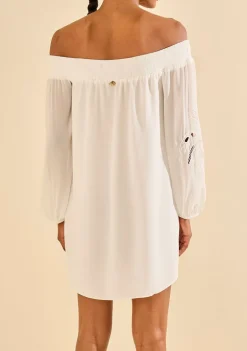 Vestido Ombro a Ombro Tropicalia Off White