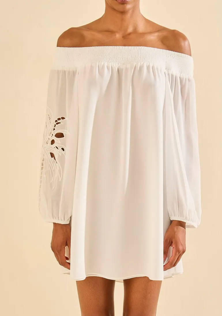 Vestido Ombro a Ombro Tropicalia Off White