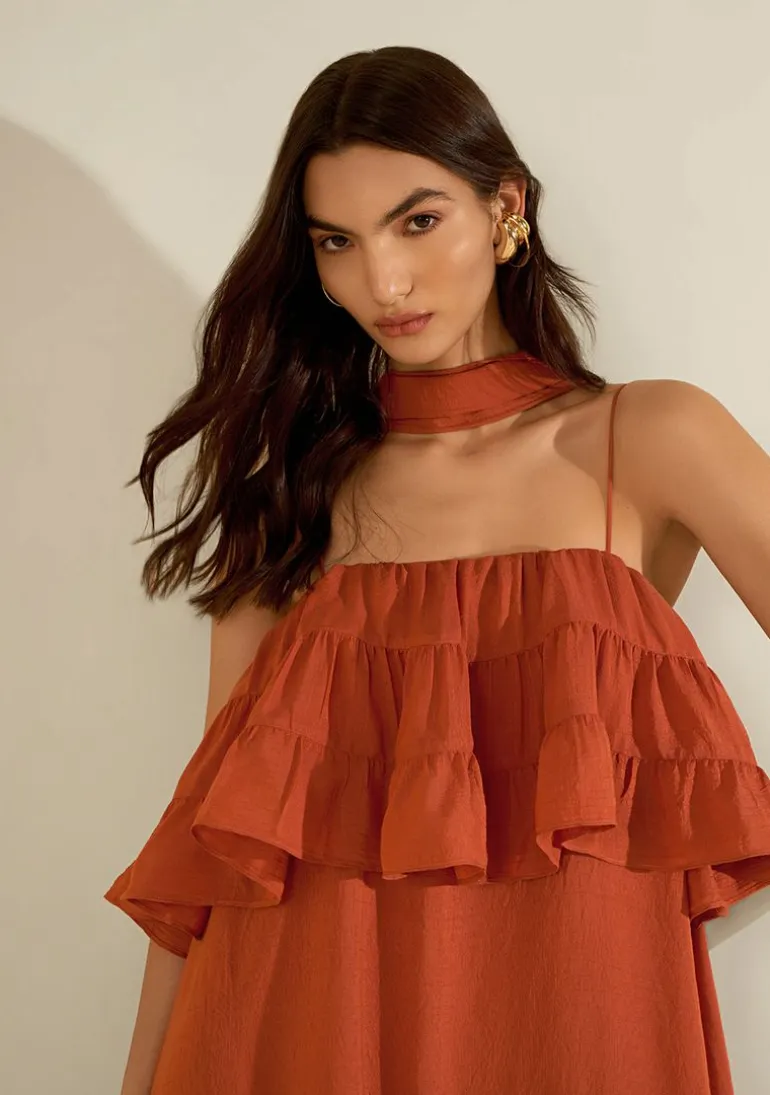Vestido Solto Jaspe Marrom