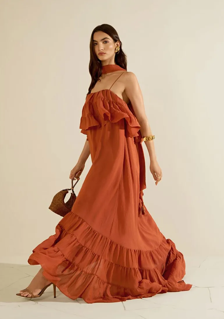 Vestido Solto Jaspe Marrom