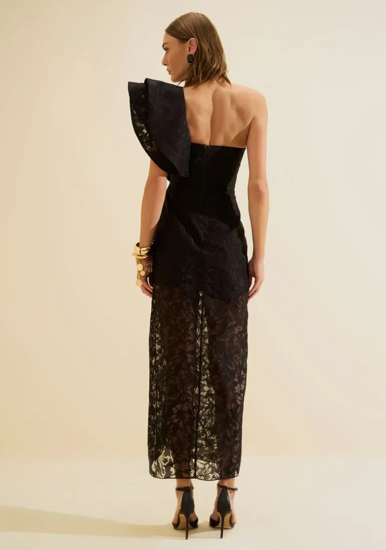 Vestido Um Ombro Só Apogeu Preto