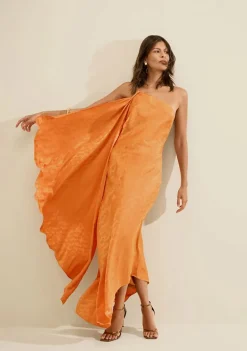 Vestido Um Ombro Só Lumina Laranja