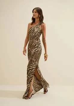 Vestido Um Ombro Só Miragem Bege