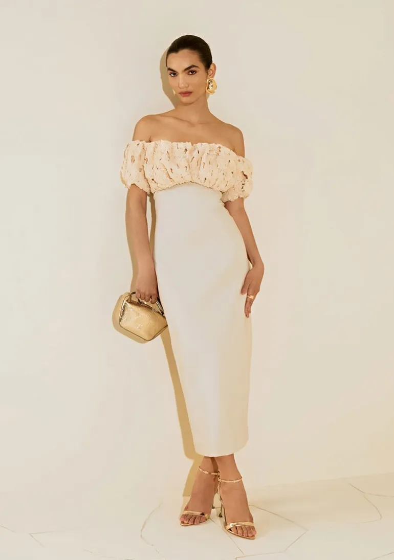 Vestido Um Ombro Só Morganita Bege