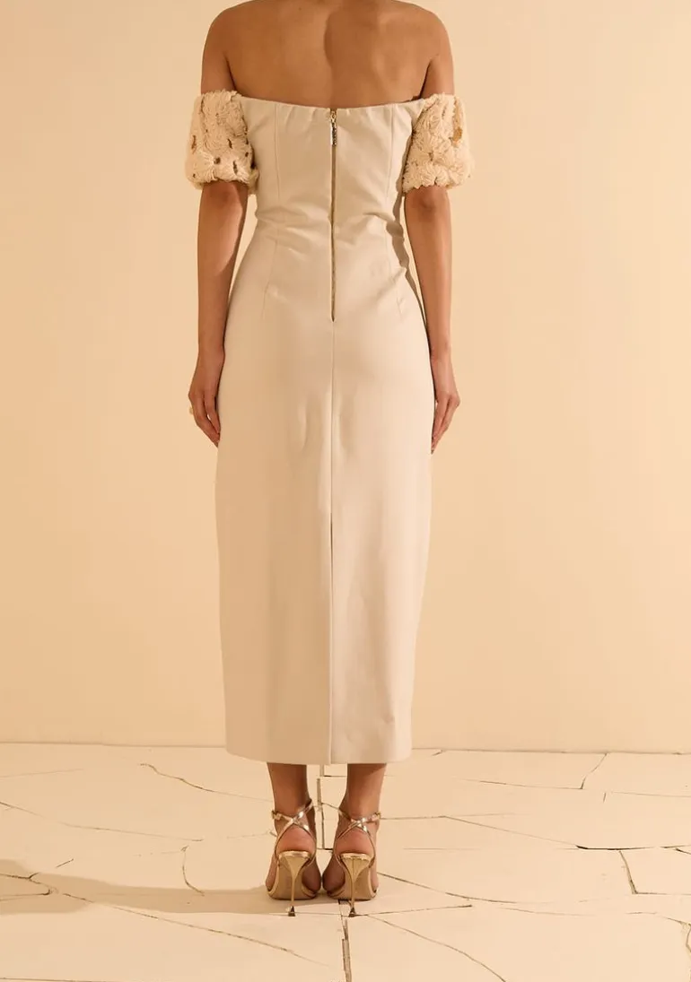 Vestido Um Ombro Só Morganita Bege