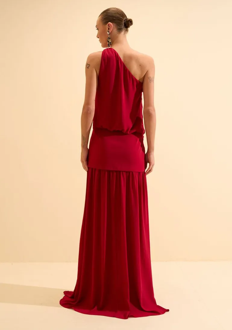 Vestido Um Ombro Só Rubra Vermelho