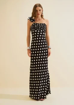 Vestido Um Ombro Só Sonata Preto/branco